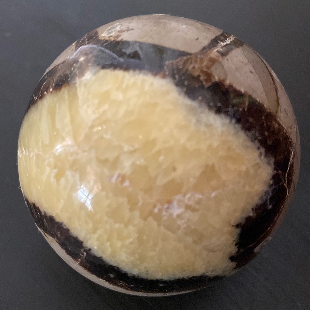 Madagascar Yellow Brown Septarian Dragon Crystal Mineral Sphere